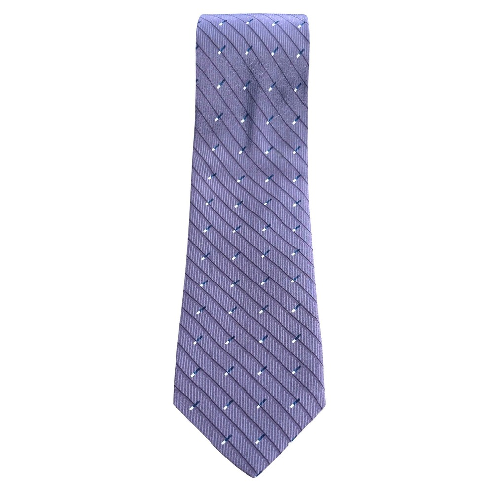 Italo Ferretti Silk Tie Vintage Made in Italy Purple Geometric Diagonal Stripe